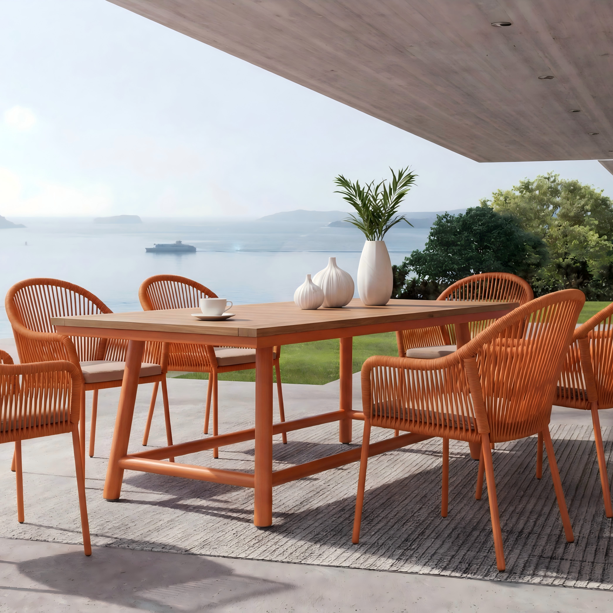 Aluminum Teak Dining Table - Image 2