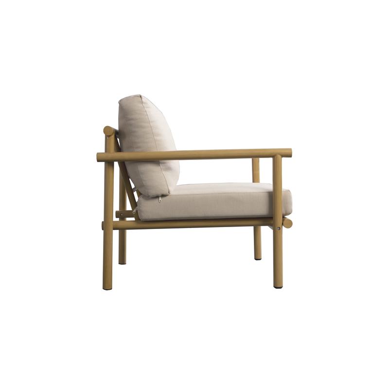 Elegant Wood-Style 2-Seater Outdoor Sofa with Curved Armrests and Quick-Dry Cushions - Image 2