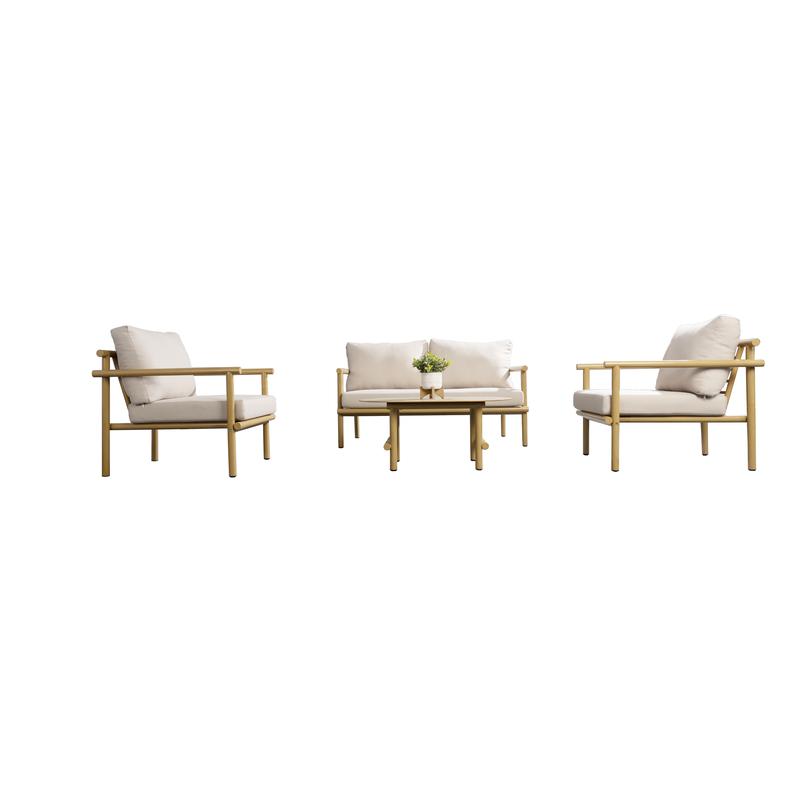 Minimalist Wood-Style 3-Seater Outdoor Sofa - Image 3