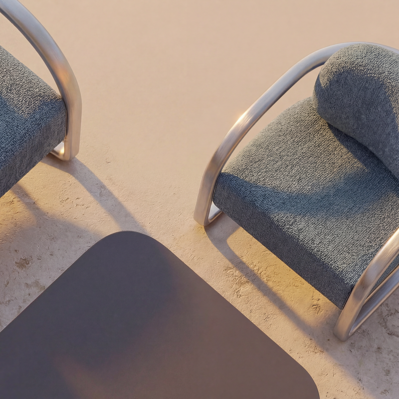 Modern Curved Aluminum Outdoor Sofa - Image 3