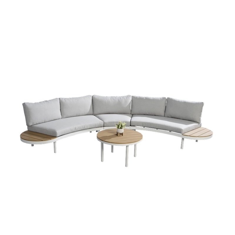Curved Teak Modular Outdoor Sofa Set - Image 5