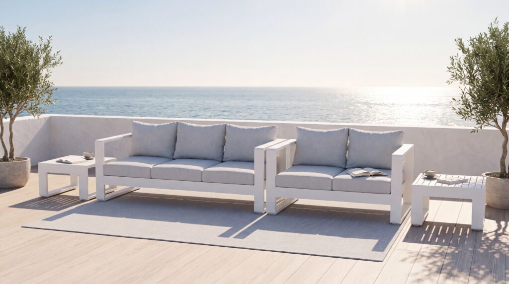 Modern square frame outdoor sofa